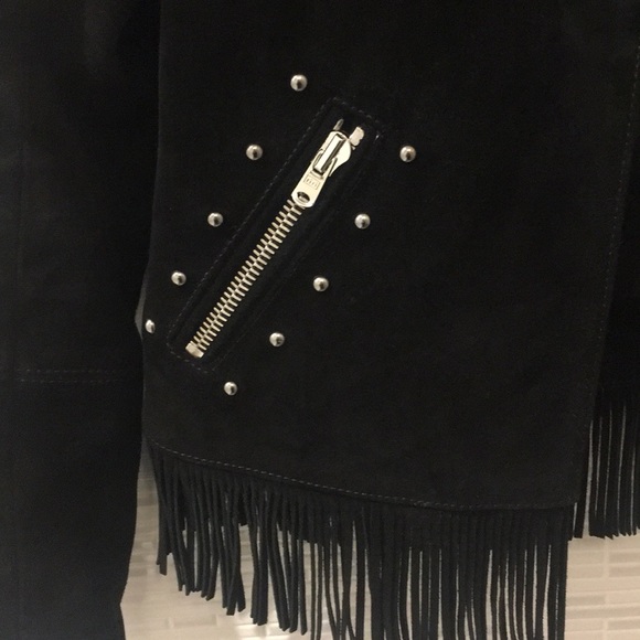The Kooples Black Suede Fringe Jacket - Picture 4 of 7
